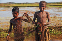 young boys with fisher net, Madagascar